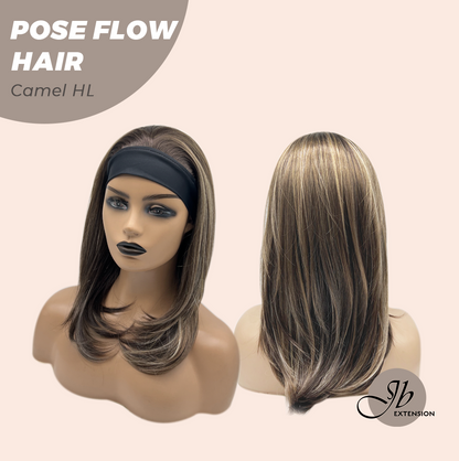 JBEXTENSION 18 Inches Camel Highlight Headband Wig POSE FLOW HAIR - CAMEL HIGHLIGHT