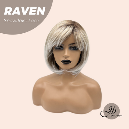 JBEXTENSION 12 Inches Ash Grey Pre-Cut Side Part Snowflake Lace Frontlace Glueless Wig RAVEN【BENDY EAR TABS】