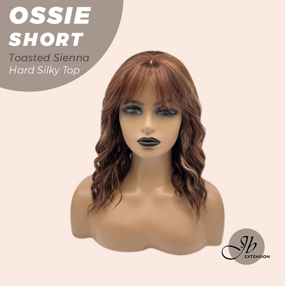 JBEXTENSION 14 Inches Scalpiana Wave Toasted Sienna 3.5X4 Hard Silky Top Natural Scalp Effect Wig with Bangs OSSIE SHORT - TOASTED SIENNA