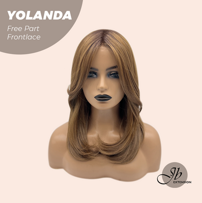 JBEXTENSION 18 Inches Brown Curly Lace Front Wig.Pre Plucked HD Transparent Lace Frontal Glueless Wig YOLANDA