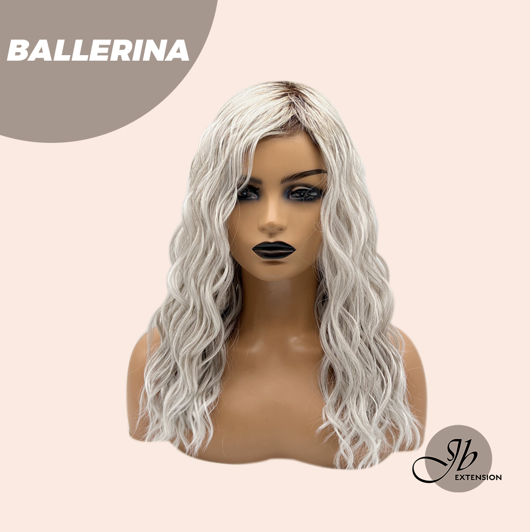 [FINAL SALE] JBEXTENSION 18 Inches Wave Silver Wig with Dark Root Women Fashion Full Machine Wig BALLERINA【PLUS PERMATEASE】【BENDY EAR TABS】
