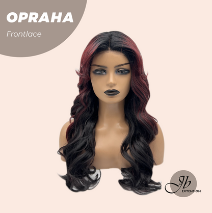 [FINAL SALE] JBEXTENSION 23 Inches Curly Black Red Pre-Cut Frontlace Glueless Black Sapphire Wig OPRAHA【BENDY EAR TABS】