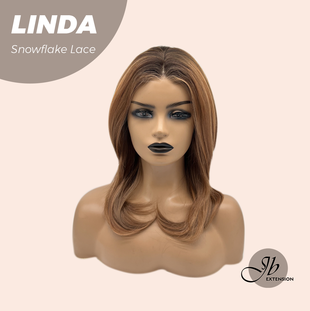 JBEXTENSION 18 Inches Copper Pre-Cut Arc Snowflake Lace Frontlace Glueless Wig LINDA SNOWFLAKE【BENDY EAR TABS】