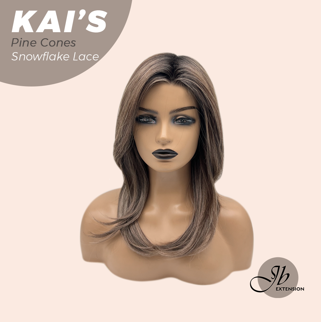 JBEXTENSION 18 Inches Pine Cones Pre-Cut Snowflake Lace Frontlace Glueless Wig KAI'S PINE CONES【PERMATEASE】【BENDY EAR TABS】- S/M