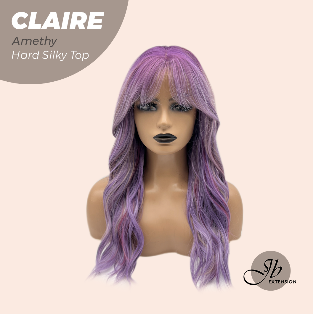 JBEXTENSION 22 Inches Scalpiana Amethy 3.5X4 Hard Silky Top Natural Scalp Effect Women Wig with Bangs CLAIRE SILKY TOP - AMETHY