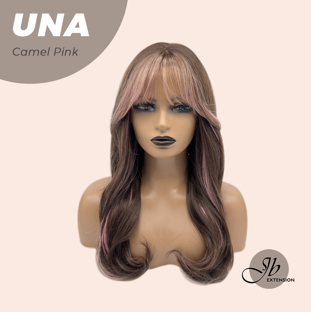 JBEXTENSION 22 Inches Camel Pink Wave with Bangs Wig UNA CAMEL PINK