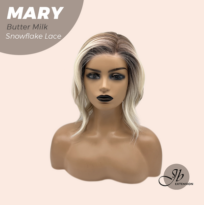 JBEXTENSION 14 Inches Butter Milk Pre-Cut Side Part Snowflake Lace Frontlace Glueless Wig MARY BUTTER MILK【BENDY EAR TABS】- S/M