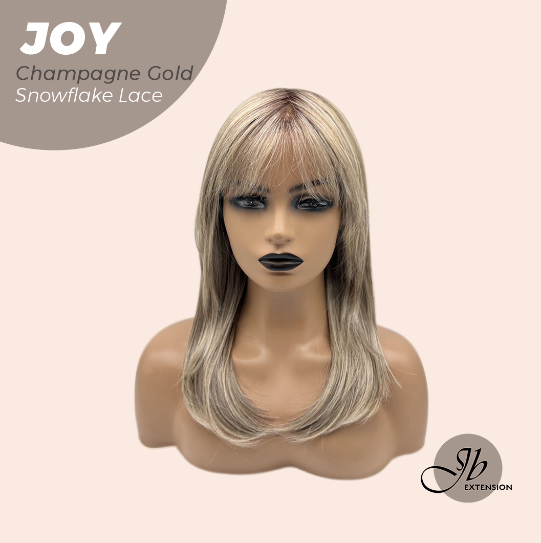 JBEXTENSION 19 Inches Champagne Gold Pre-Cut Arc Snowflake Lace Frontlace Glueless Wig JOY CHAMPAGNE GOLD【BENDY EAR TABS】