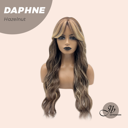JBEXTENSION 29 Inches Long Body Wave Hazelnut Wig With Bangs DAPHNE HAZELNUT
