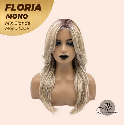 JBEXTENSION FLORIA MONO Full Monofilament Wig 20 Inches Curly Mix Blonde Full Mono Lace Glueless with Anti-slip Silicone Strips Wig FLORIA MONO - MIX BLONDE【BENDY EAR TABS】