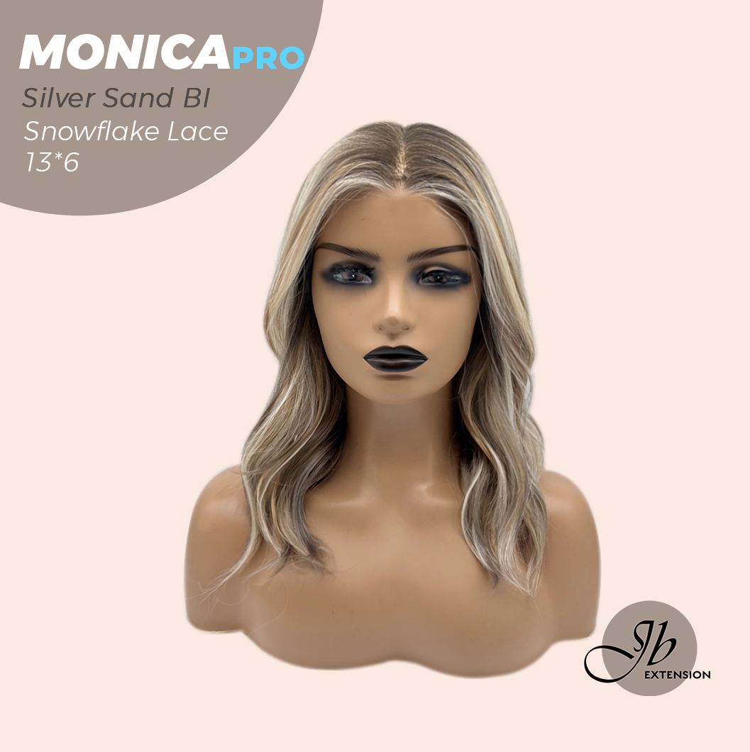 [PRE-ORDER] JBEXTENSION 16 Inches Silver Sand Blonde Pre-Cut 13X6 Free Part Snowflake Lace Frontlace Glueless Wig MONICA PRO - SILVER SAND BLONDE【BENDY EAR TABS】
