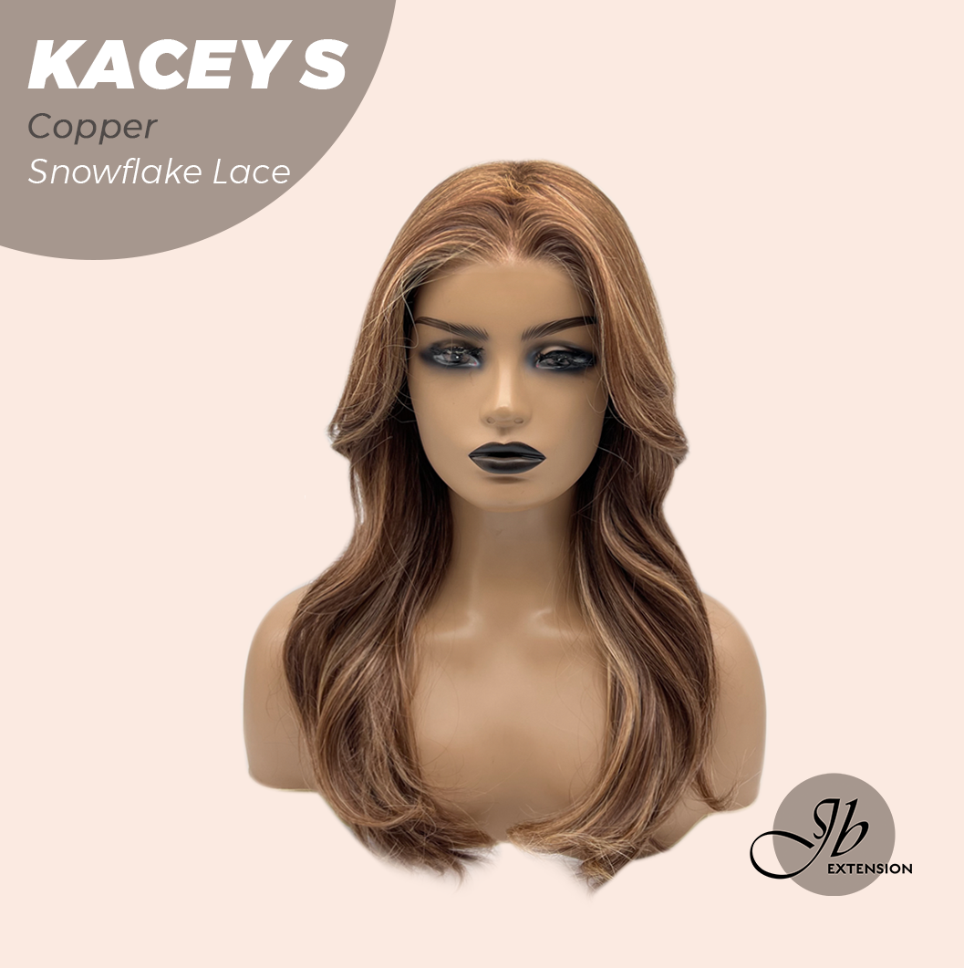 JBEXTENSION 20 Inches Copper Pre-Cut Snowflake Lace Frontlace Glueless Wig KACEY S COPPER【PERMATEASE】【BENDY EAR TABS】- M/L