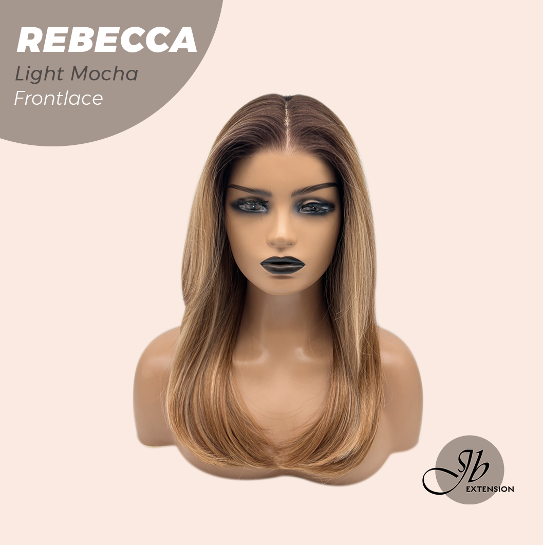 JBEXTENSION 20 Inches Long Light Mocha Women Pre-Cut Frontlace Glueless Wig REBECCA LIGHT MOCHA