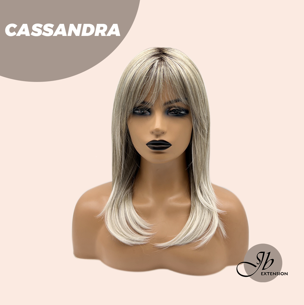 [FINAL SALE] JBEXTENSION 18 Inches Ash Blonde White Wig with Bangs Women Fashion Full Machine Wig CASSANDRA【PLUS PERMATEASE】【BENDY EAR TABS】