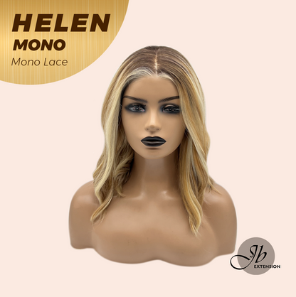 JBEXTENSION HELEN MONO Monofilament Handmade Wig 6X5 Full Monofilament Hand Tied Top Wig 14 Inches Honey Blonde Mono Lace Wig with Anti-slip Silicone Strips Glueless Wig HELEN MONO【BENDY EAR TABS】