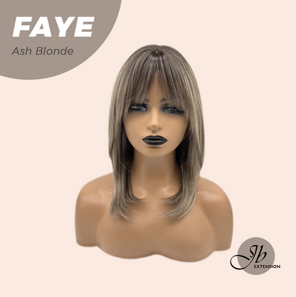 JBEXTENSION 16 Inches Straight Ash Blonde Wig with Bangs FAYE ASH BLONDE
