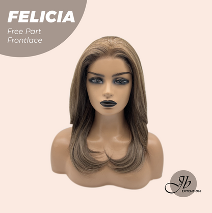 JBEXTENSION 20 Inches Light Brown Fiber X, Tangle Less Pre-Cut Free Part Frontlace Glueless Wig FELICIA【FIBER X】