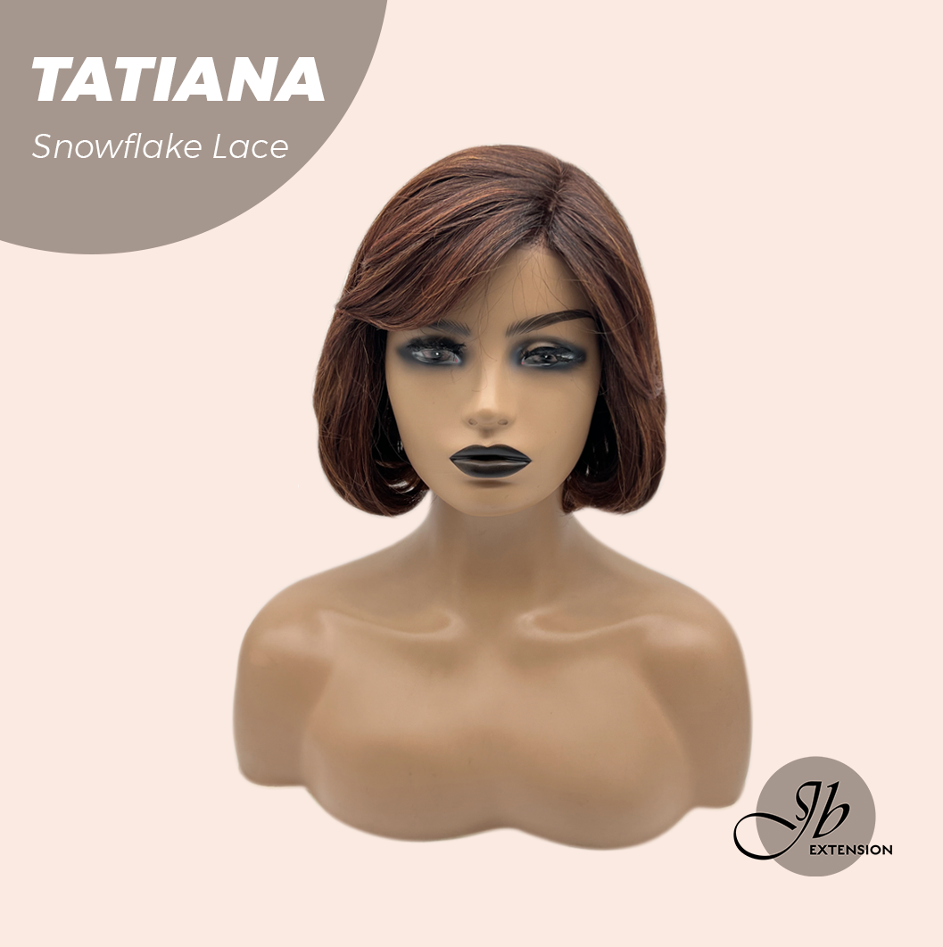 JBEXTENSION 10 Inches Copper Curly Pre-Cut Side Part Snowflake Lace Frontlace Black Sapphire Glueless Wig TATIANA - BLACK SAPPHIRE【BENDY EAR TABS】