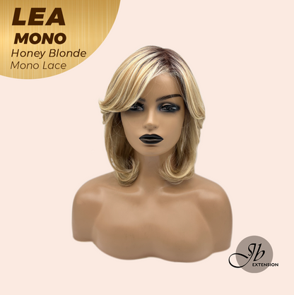 JBEXTENSION LEA MONO Full Monofilament Handmade Full Lace Full Hand Tied Wig 14 Inches Honey Blonde Mono Lace Handmade Futura Fiber Wig with Anti-slip Silicone Strips Glueless Wig LEA MONO HONEY BLONDE【BENDY EAR TABS】