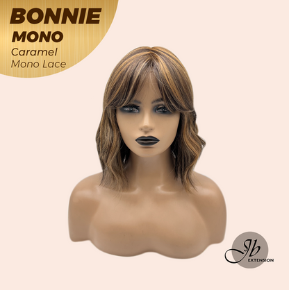 JBEXTENSION BONNIE MONO Full Monofilament Handmade Full Lace Full Hand Tied Wig 12 Inches Caramel Mono Lace Handmade Futura Fiber Glueless Wig BONNIE MONO CARAMEL【BENDY EAR TABS】