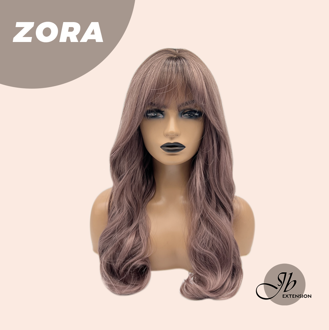 JBEXTENSION 22 Inches Purple with Dark Root Curly Wig with Bangs ZORA