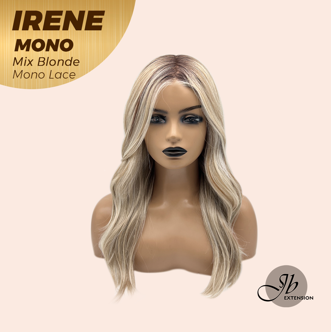 JBEXTENSION IRENE MONO Monofilament Handmade Wig 6X5 Full Monofilament Hand Tied Top Wig 19 Inches Mix Blonde Curly Mono Lace Wig With Anti-slip Silicone Strips Glueless Wig IRENE MONO MIX BLONDE【BENDY EAR TABS】