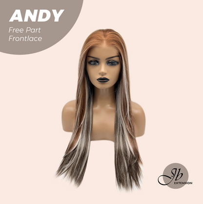 [FINAL SALE] JBEXTENSION 27 Inches Long Straight Bronze Pre-Cut Free Part Frontlace Glueless Wig ANDY