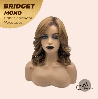 JBEXTENSION BRIDGET MONO Monofilament Handmade Wig 6X5 Full Monofilament Hand Tied Top Wig 15 Inches Light Chocolate Mono Lace Wig With Anti-slip Silicone Strips Glueless Wig BRIDGET MONO LIGHT CHOCOLATE【BENDY EAR TABS】