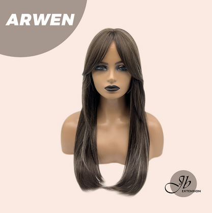 [FINAL SALE] JBEXTENSION 24 Inches Dark Brown with Grey Highlight Wig ARWEN