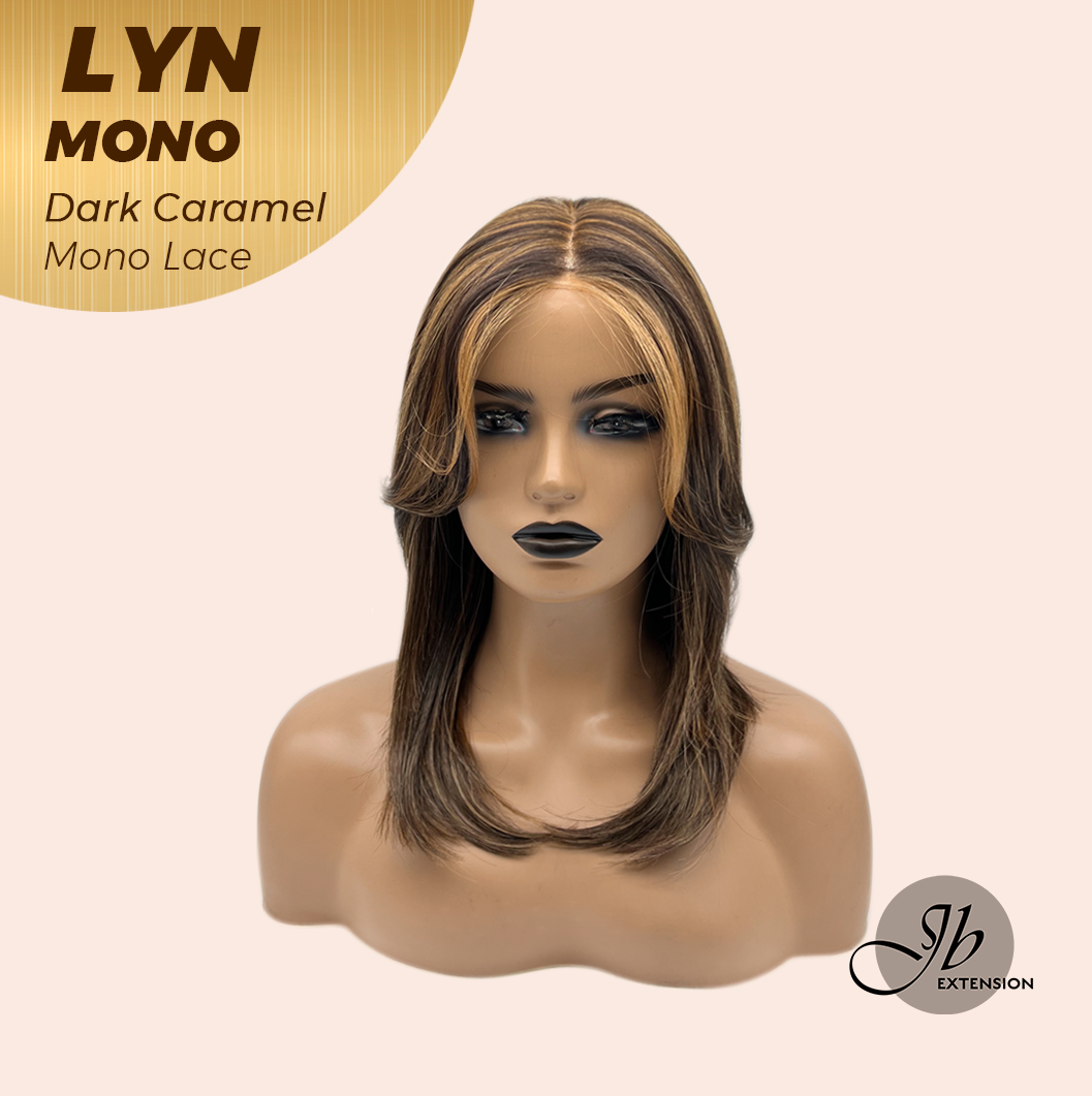 JBEXTENSION LYN DARK MONO Partial Monofilament Wig 17 Inches Dark Caramel Partial Mono Lace Glueless Wig LYN MONO DARK CARAMEL【BENDY EAR TABS】