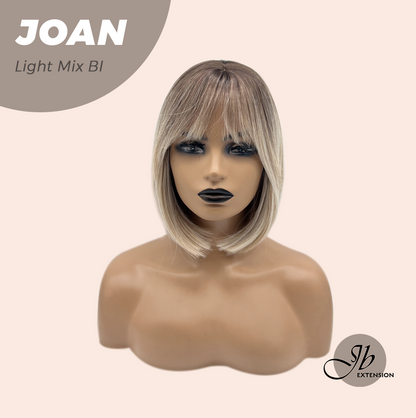 JBEXTENSION 10 Inches Bob Cut Light Mix Blonde Wig with Bangs JOAN LIGHT MIX BLONDE