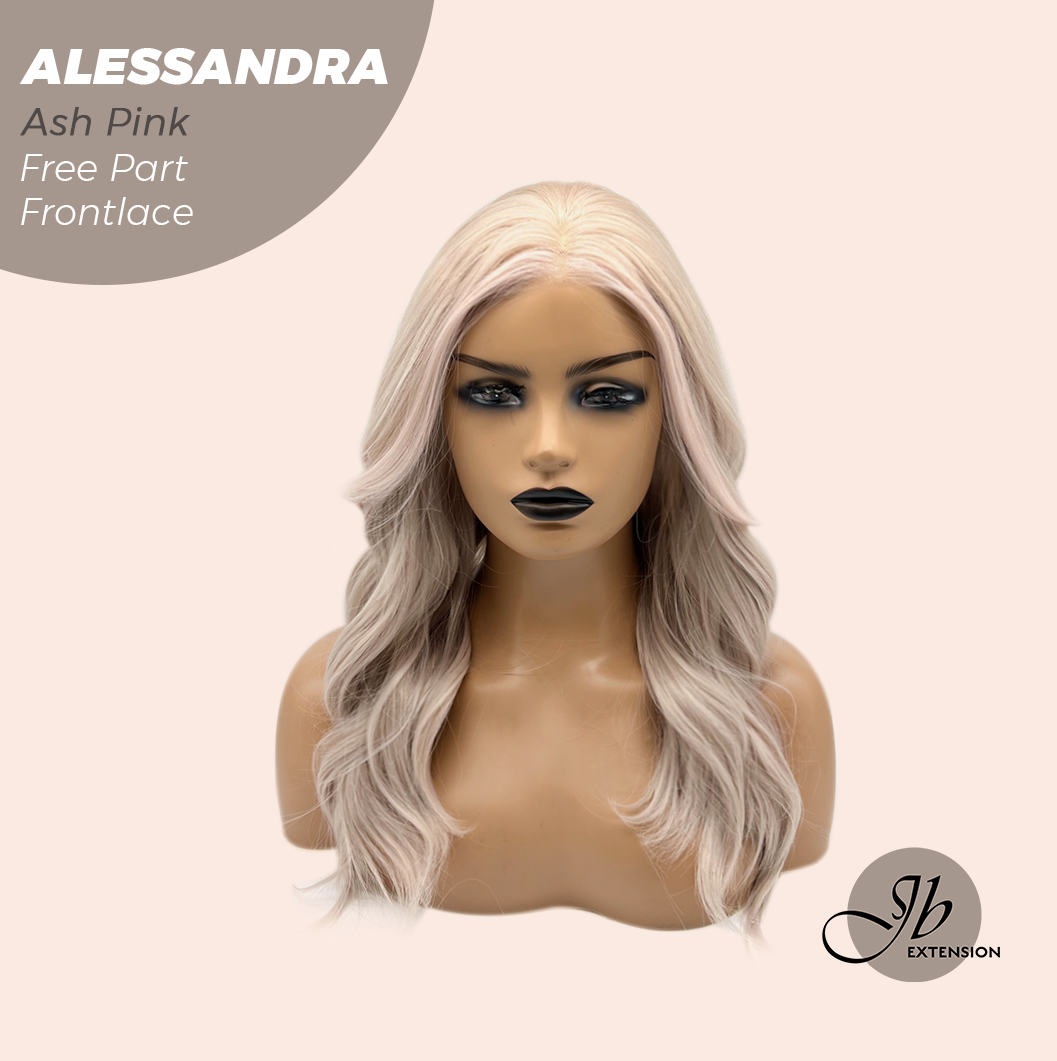 JBEXTENSION 20 Inches Ash Pink Curly Fiber X, Tangle Less Pre-Cut Free Part Frontlace Glueless Wig ALESSANDRA ASH PINK【FIBER X】