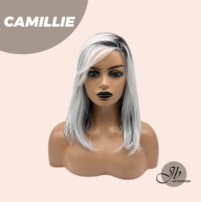 [FINAL SALE] JBEXTENSION 14 Inches Grey Silver with Dark Root Women Fashion Full Machine Wig CAMILLIE【PLUS PERMATEASE】【BENDY EAR TABS】