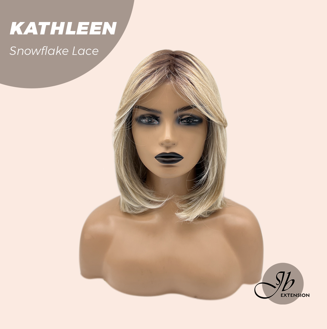 JBEXTENSION 15 Inches Mix Blonde Pre-Cut Arc Snowflake Lace Frontlace Glueless Wig KATHLEEN【BENDY EAR TABS】
