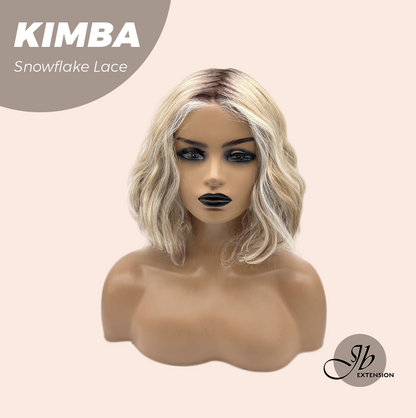 JBEXTENSION 12 Inches Mix Blonde Pre-Cut Arc Snowflake Lace Frontlace Glueless Wig KIMBA【BENDY EAR TABS】
