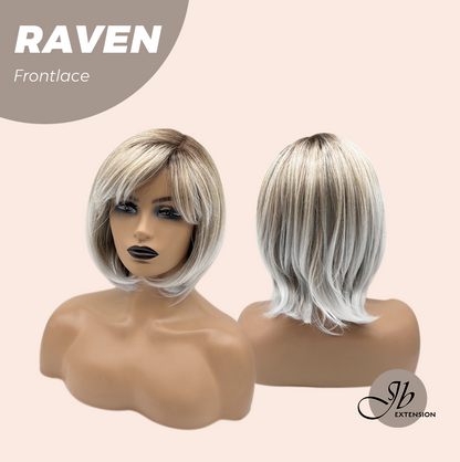 JBEXTENSION 12 Inches Ash Grey Pre-Cut Side Part Frontlace Glueless Black Sapphire Wig RAVEN- BLACK SAPPHIRE【BENDY EAR TABS】