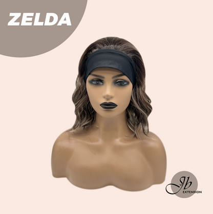 JBEXTENSION 14 Inches Wave Brown Highlight Chocolate‑Blonde Mix Headband Wig ZELDA