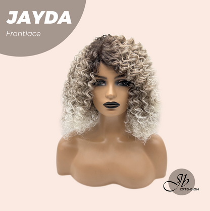 JBEXTENSION 12 Inches Deep Curly Ash Grey Pre-Cut Side Part Frontlace Glueless Black Sapphire Wig JAYDA【BENDY EAR TABS】
