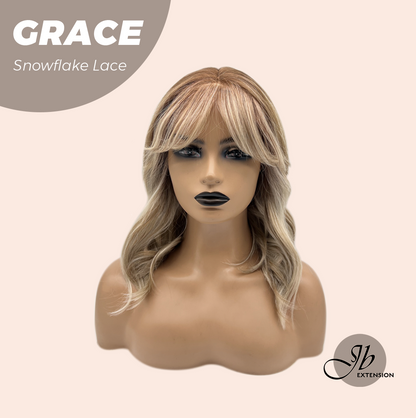[FINAL SALE] JBEXTENSION 15 Inches Mix Blonde Wave Pre-Cut Arc Snowflake Lace Frontlace Glueless Wig GRACE【BENDY EAR TABS】
