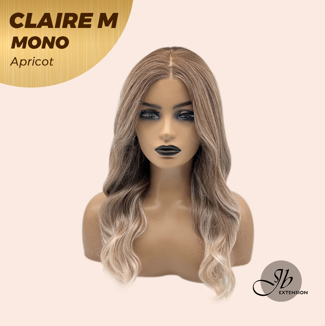 JBEXTENSION CLAIRE MONO Partial Monofilament Wig 22 Inches Apricot Curly Partial Mono Lace Glueless Wig CLAIRE MONO APRICOT【BENDY EAR TABS】