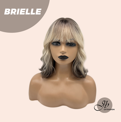 JBEXTENSION 12 Inches Bob Ombre Rooted Blonde Wavy Wig with Bangs BRIELLE