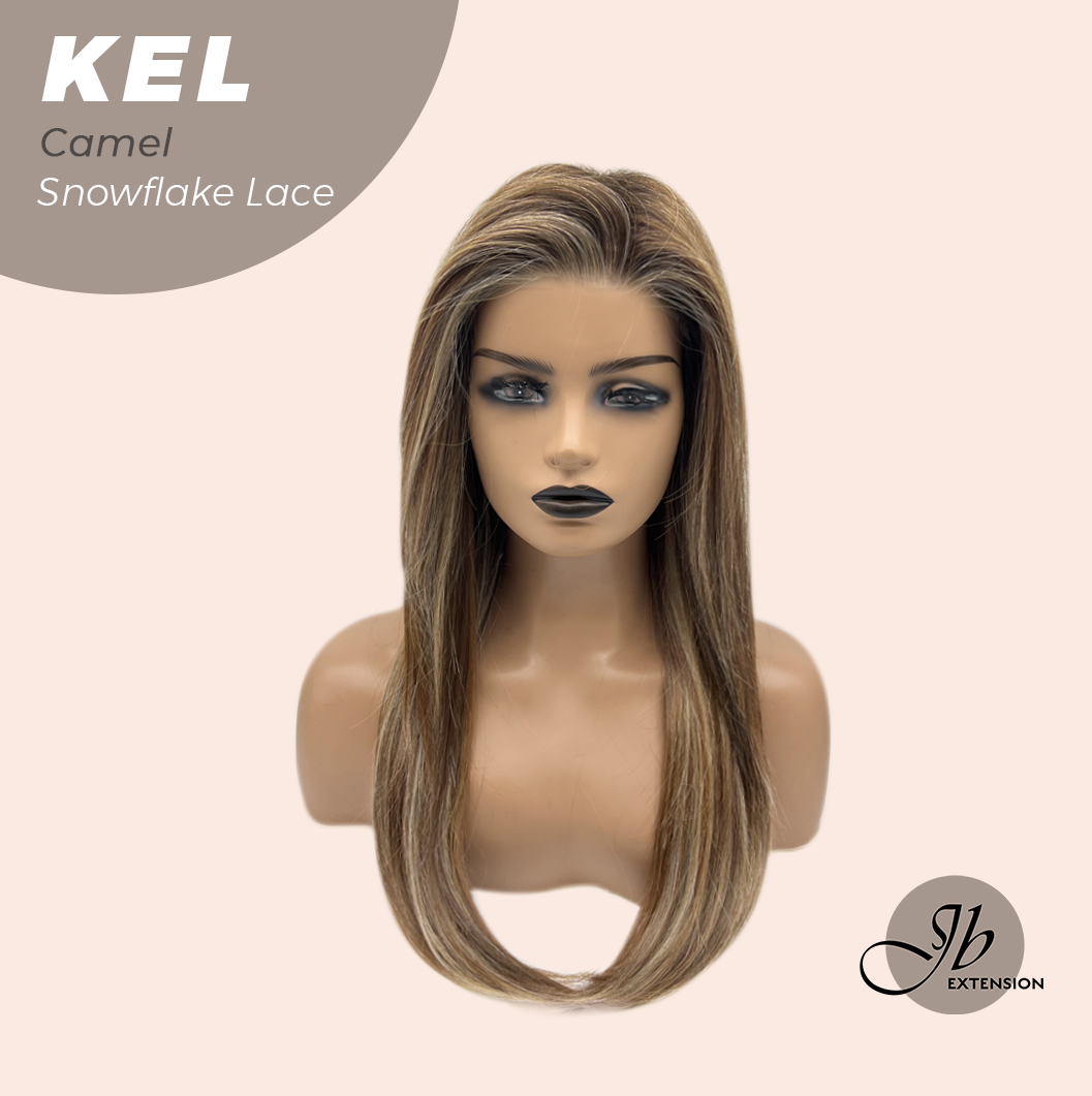 [FINAL SALE] JBEXTENSION 22 Inches Camel Pre-Cut Snowflake Lace Frontlace Glueless Wig KEL CAMEL【PERMATEASE】【BENDY EAR TABS】- M/L