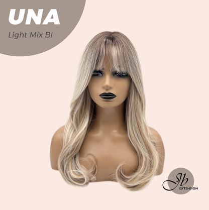 JBEXTENSION 22 Inches Light Mix Blonde Wave with Bangs Wig UNA LIGHT MIX BLONDE