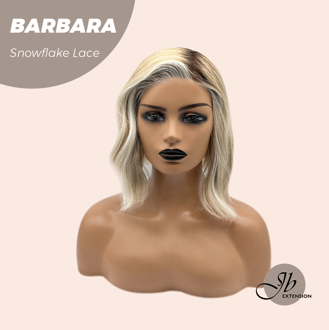 JBEXTENSION 12 Inches Blonde Curly Pre-Cut Side Part Snowflake Lace Frontlace Glueless Wig BARBARA【BENDY EAR TABS】