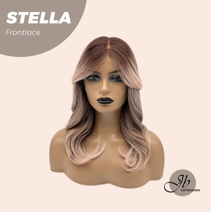 JBEXTENSION 16 Inches Apricot Curly Women Pre-Cut Frontlace Glueless Wig STELLA