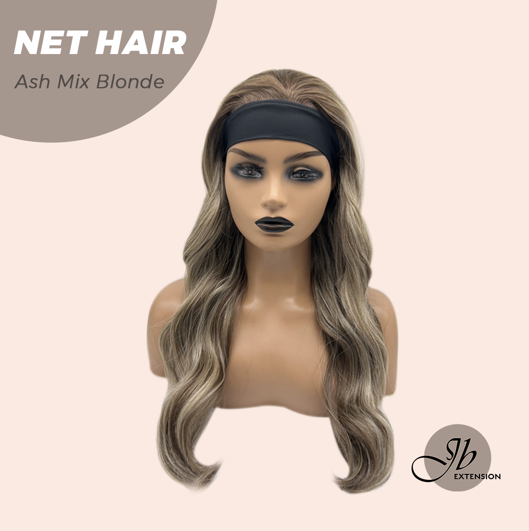 JBEXTENSION 26 Inches Long Wave Hair Ash Mix Blonde Headband Wig NET HAIR