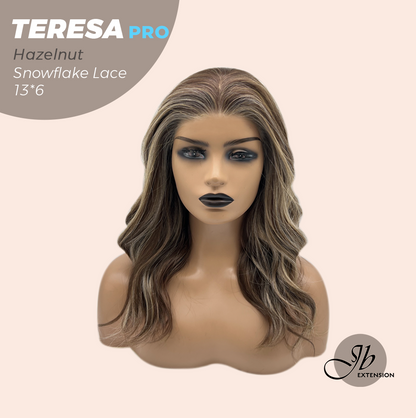 JBEXTENSION 18 Inches Hazelnut Pre-Cut 13X6 Free Part Snowflake Lace Frontlace Glueless Wig TERESA PRO - HAZELNUT【BENDY EAR TABS】