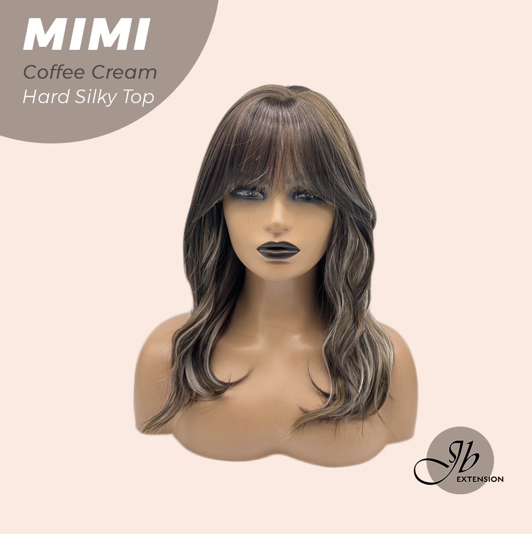 JBEXTENSION 16 Inches Scalpiana 3.5X4 Hard Silky Top Natural Scalp Effect Coffee Cream Body Wave Wig with Bangs Wig MIMI SILK TOP - COFFEE CREAM