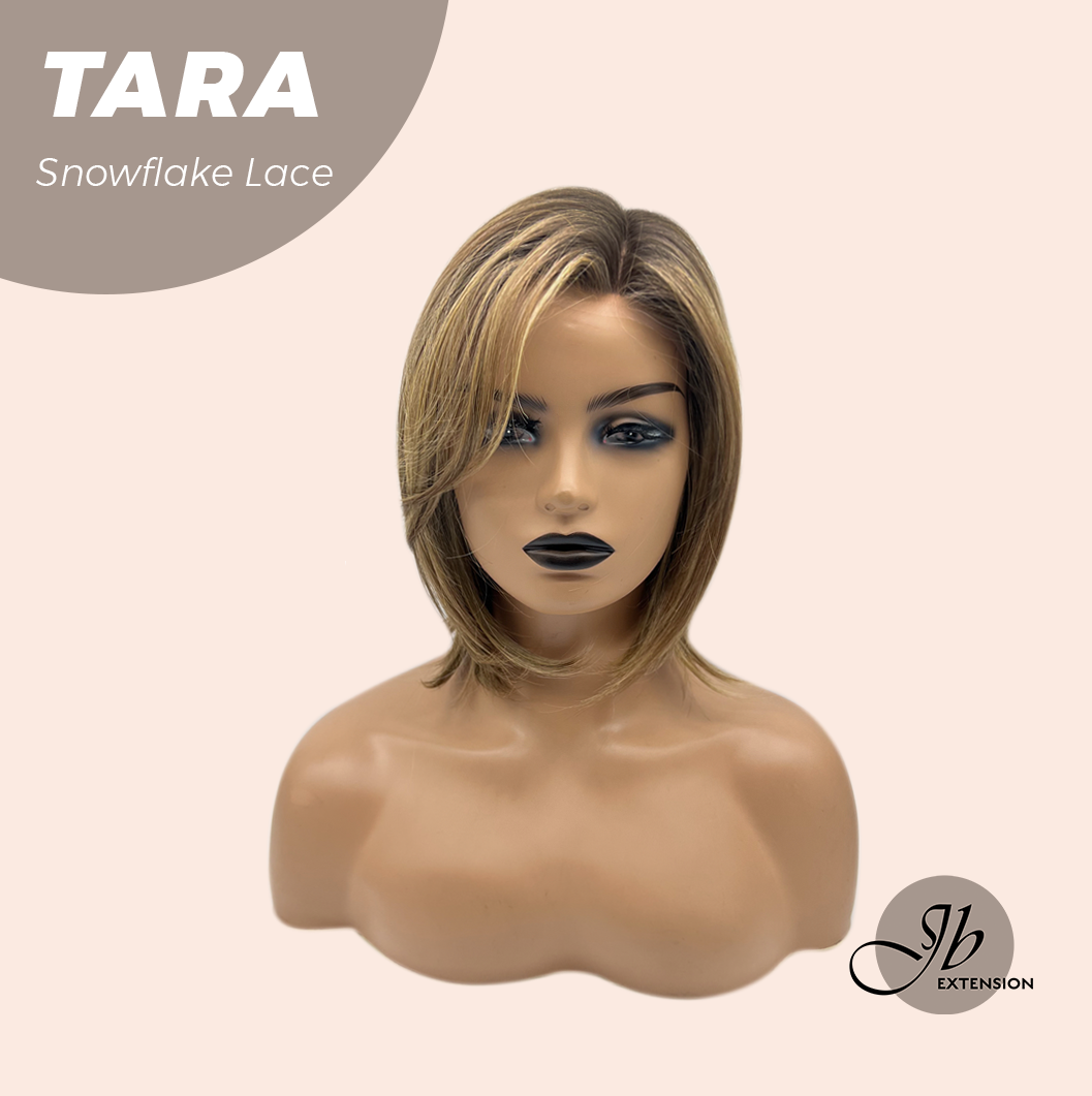 JBEXTENSION 12 Inches Shatush Mix Blonde Pre-Cut Side Part Snowflake Lace Frontlace Glueless Wig TARA SNOWFLAKE【BENDY EAR TABS】- S/M
