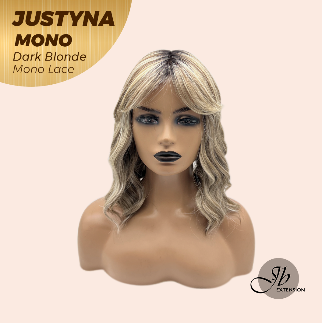 JBEXTENSION JUSTYNA MONO Monofilament Handmade Wig 6X5 Full Monofilament Hand Tied Top Wig 13 Inches Dark Blonde Mono Lace Wig with Anti-slip Silicone Strips Glueless Wig JUSTYNA MONO - DARK BLONDE【BENDY EAR TABS】